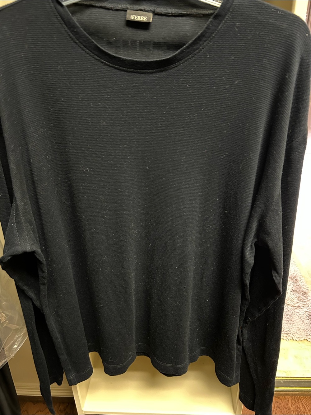 Gianfranco Ferre Black Crew Neck Knit Sweater